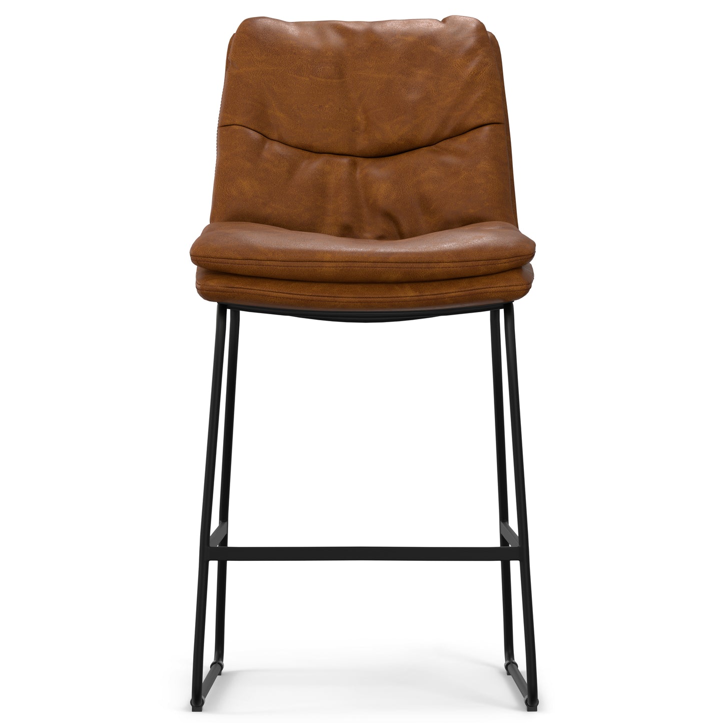 Camel Brown Wood Metal Stool Set of 2 for Bedroom