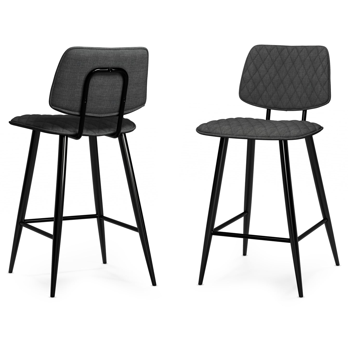 Raya Counter Height Stool Set - Charcoal Wood & Metal Comfort