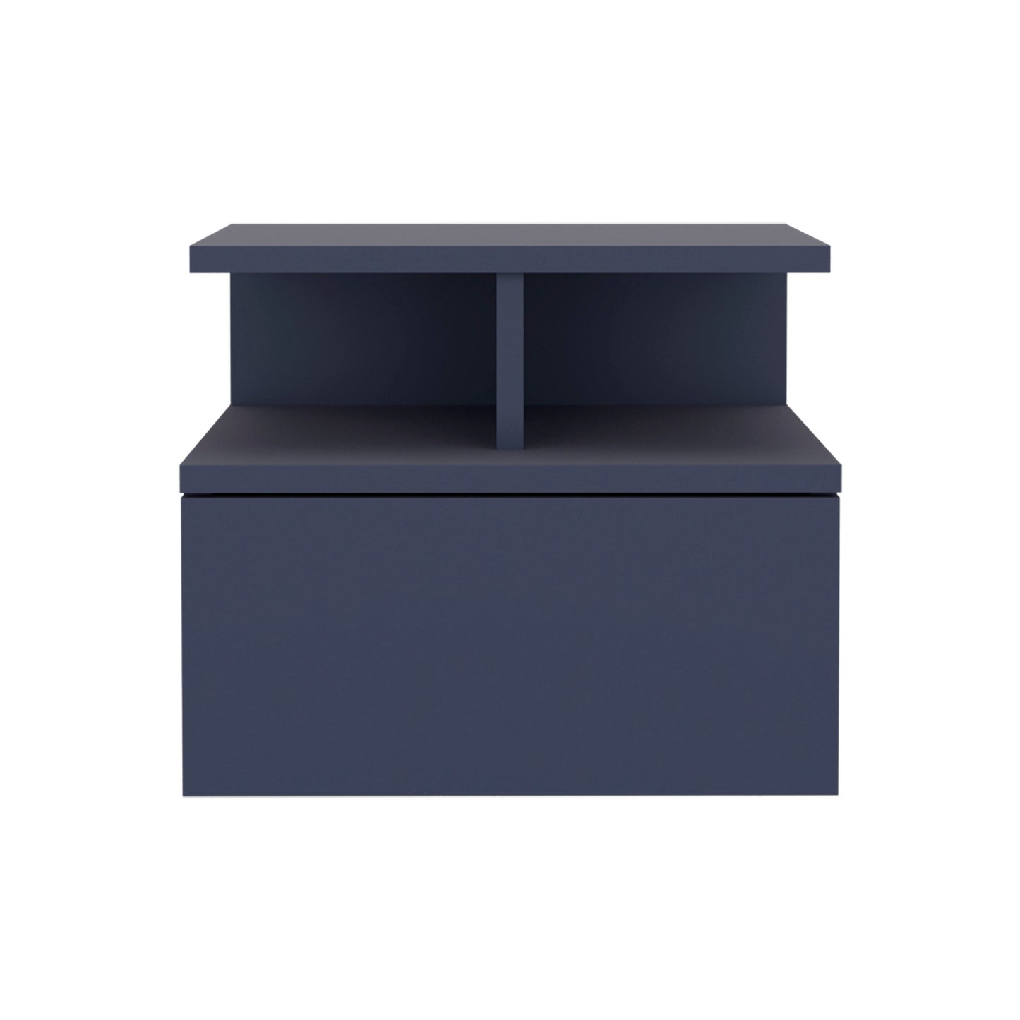 Adele Floating Nightstand, With One Drawer And Two Small Below Shelves For Storage or Decor, Navy Blue