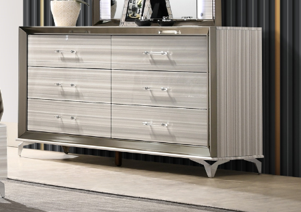 64" White Solid Wood MDF Dresser Bedroom Storage