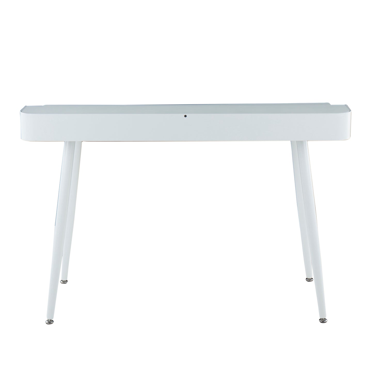Desk in White Steel and White and Natural Wood with White Accents
