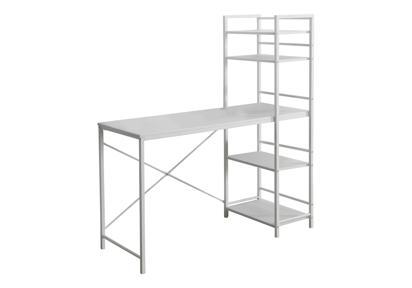 Computer Desk, Home Office, Laptop, Storage Shelves, 48"l, Work, White Laminate, White Laminate, Contemporary, Modern