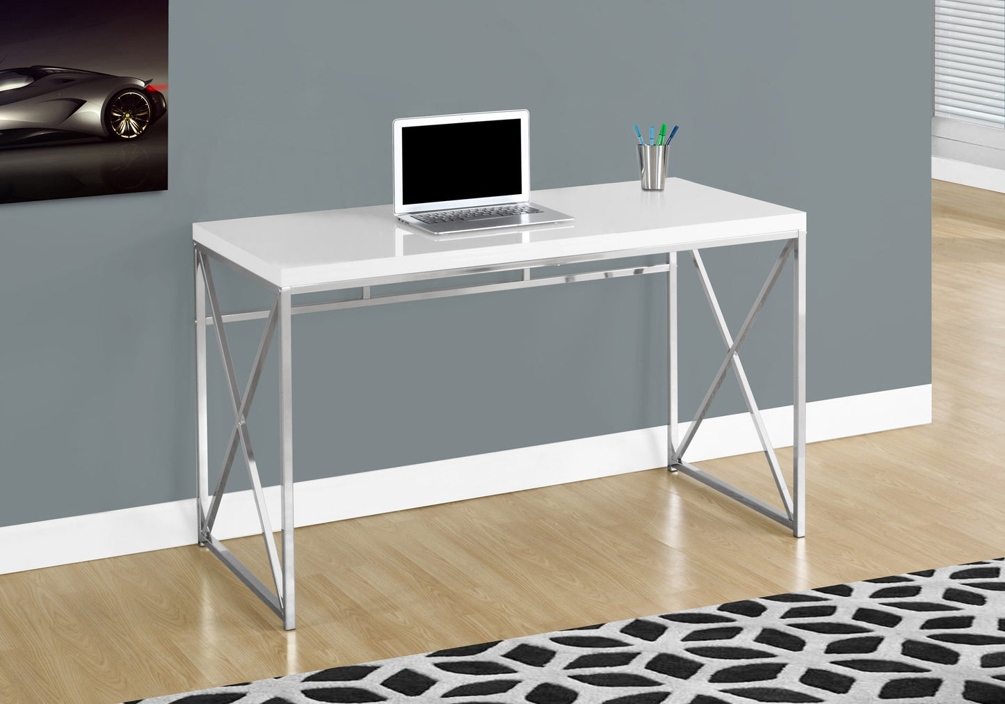 47 Inch White Laptop Desk - MDF Office Table for Home Office