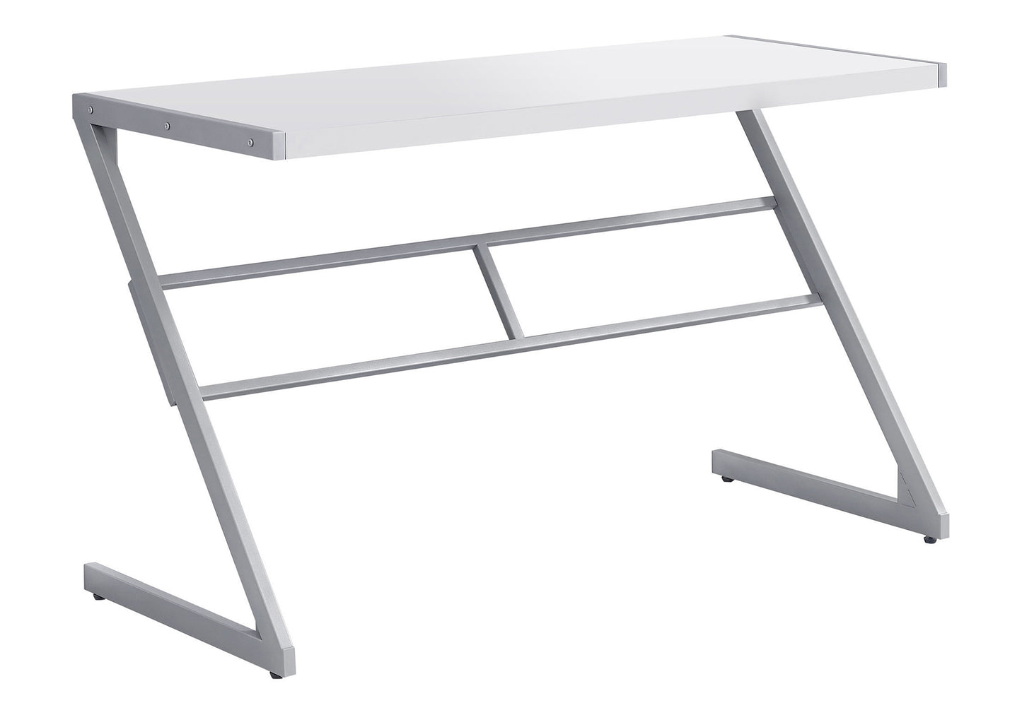 Computer Desk, Home Office, Laptop, 48"l, Work, White Laminate, Grey Metal, Contemporary, Modern