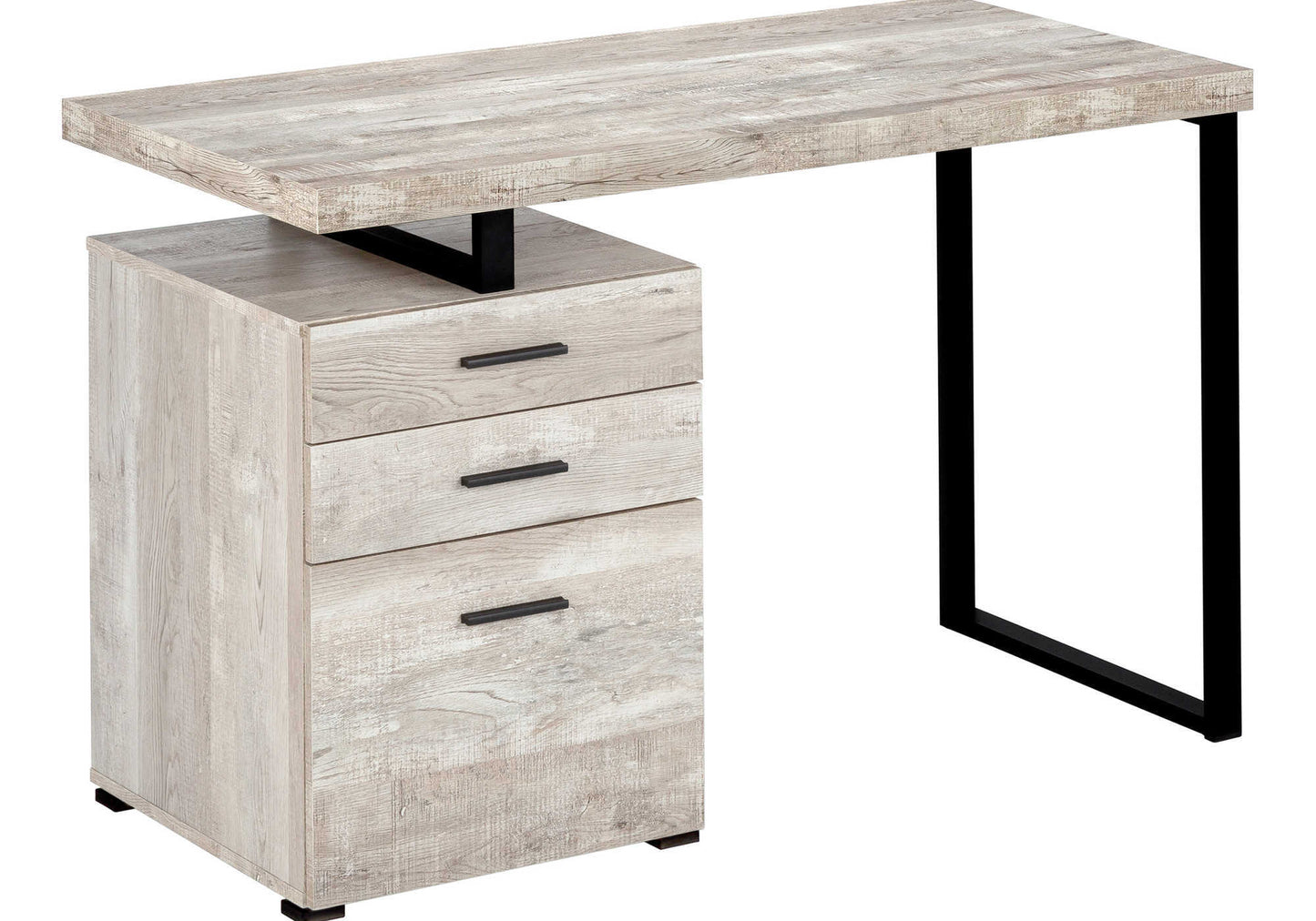 Computer Desk, Home Office, Laptop, Left, Right Set-up, Storage Drawers, 48"l, Work, Beige Laminate, Black Metal, Contemporary, Modern