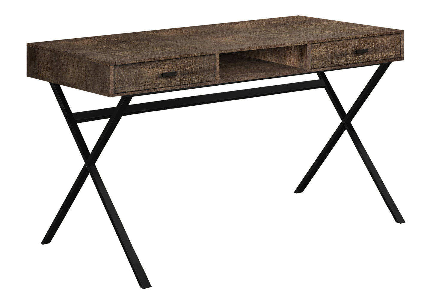 Computer Desk, Home Office, Laptop, Storage Drawers, 48"l, Work, Brown Laminate, Black Metal, Contemporary, Modern
