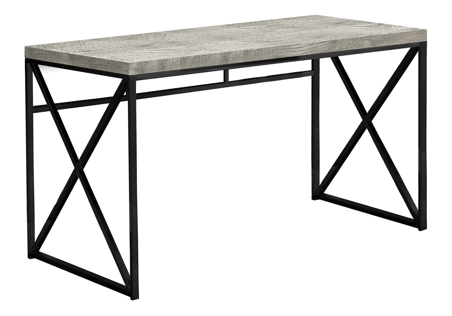 Computer Desk, Home Office, Laptop, Work, Grey Laminate, Black Metal, Contemporary, Modern