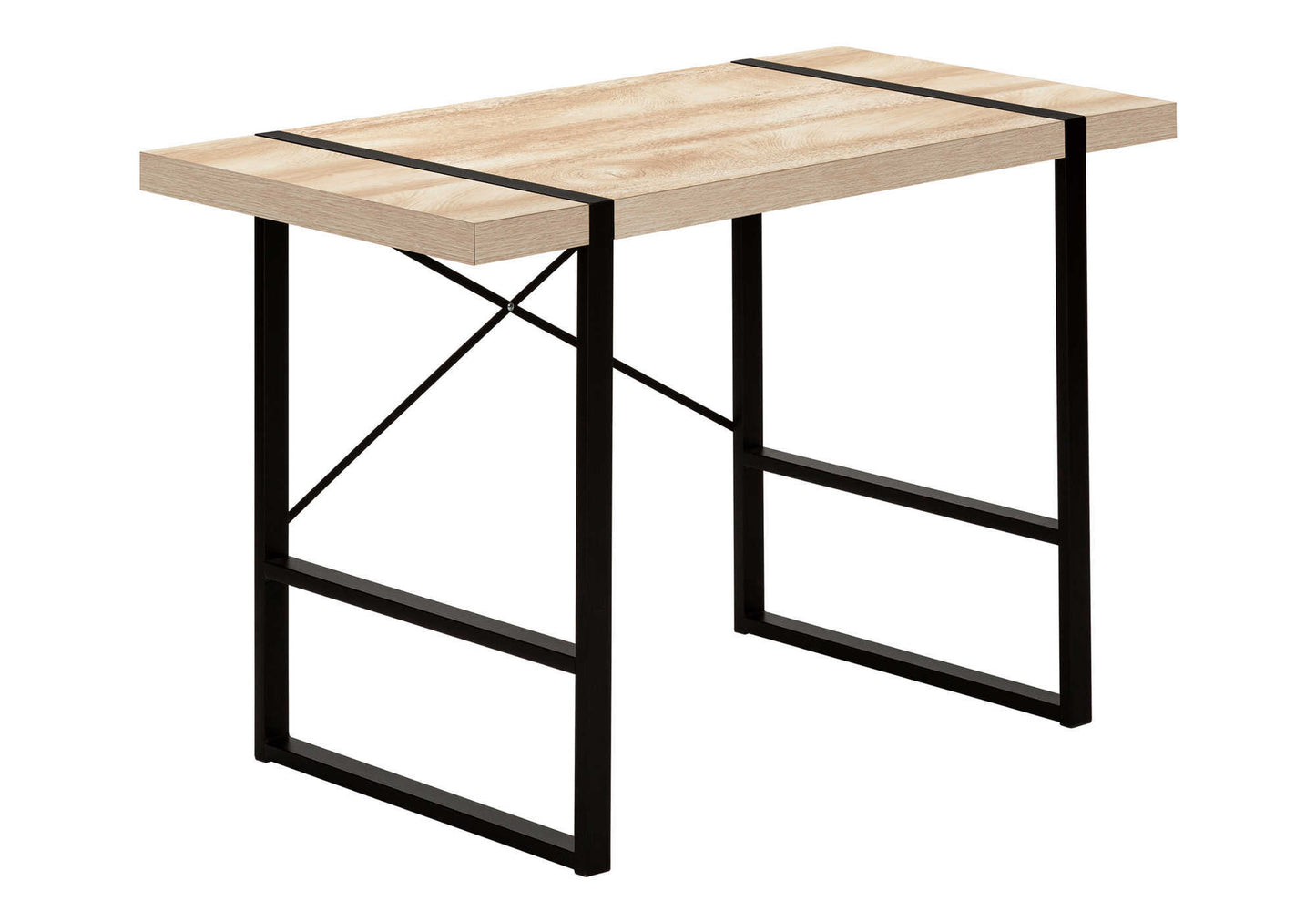 Computer Desk, Home Office, Laptop, 48"l, Work, Natural Laminate, Black Metal, Contemporary, Modern