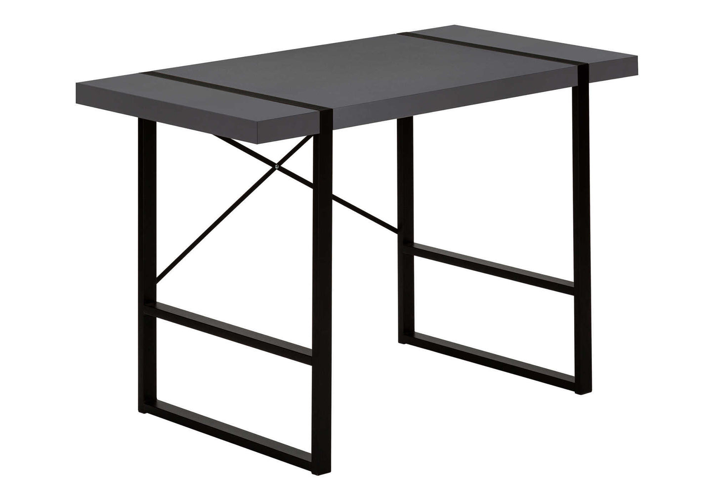 Computer Desk, Home Office, Laptop, 48"l, Work, Grey Laminate, Black Metal, Contemporary, Modern