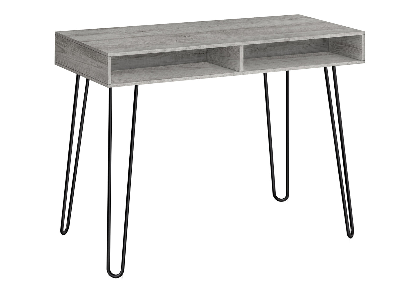 Computer Desk, Home Office, Laptop, Left, Right Set-up, Storage Drawers, 40"l, Work, Grey Laminate, Black Metal, Contemporary, Modern