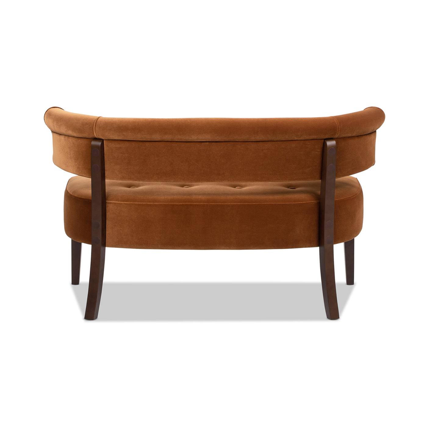 Burnt Orange Velvet Mid-Century Bench - 24" x 51"