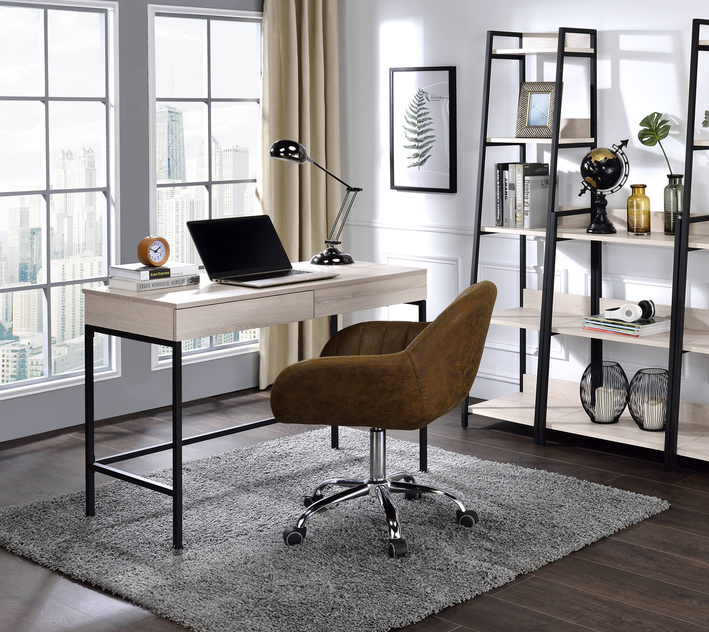 Wendral Natural & Black Finish Writing Desk