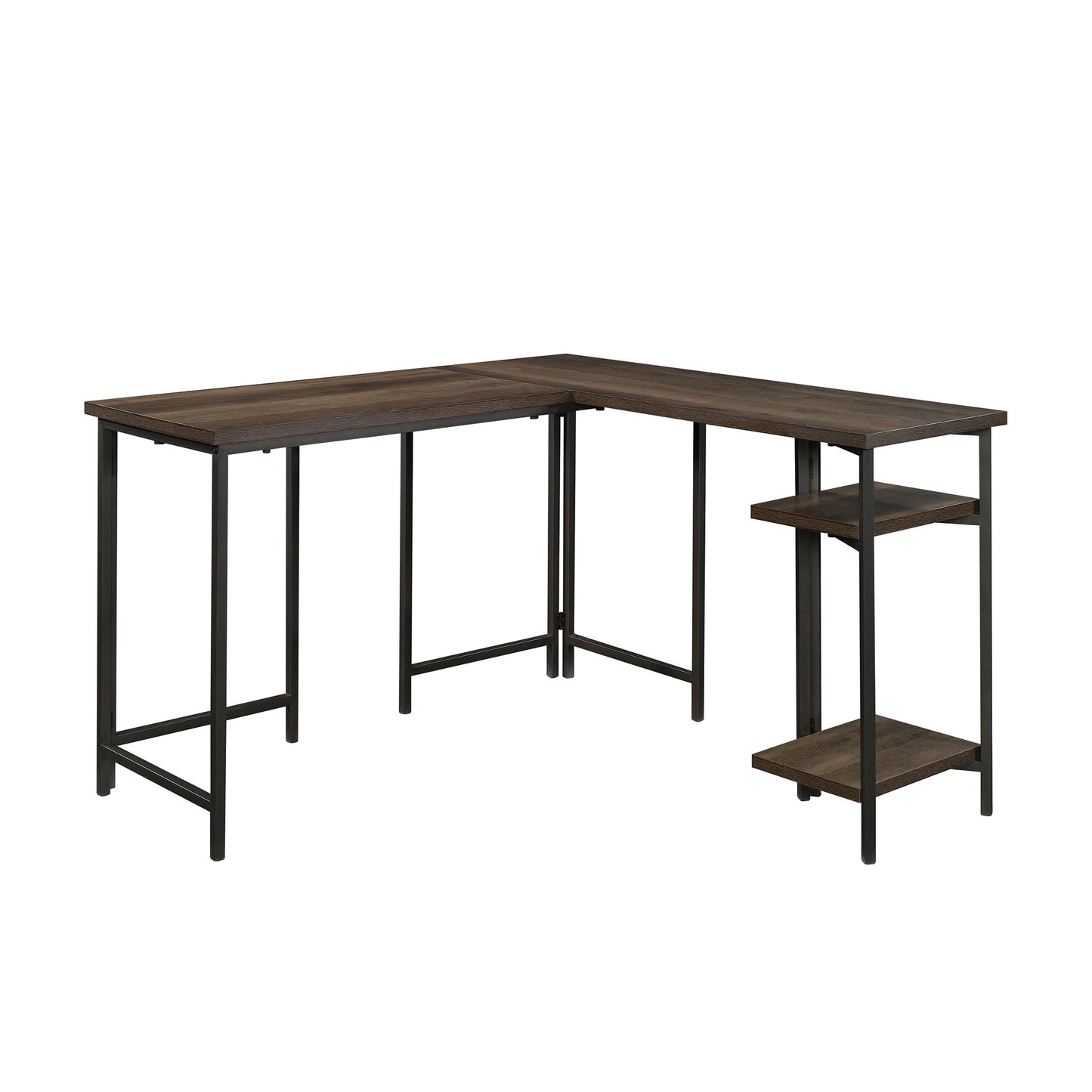 L-Shaped Desk with Rustic Style, Brown finish