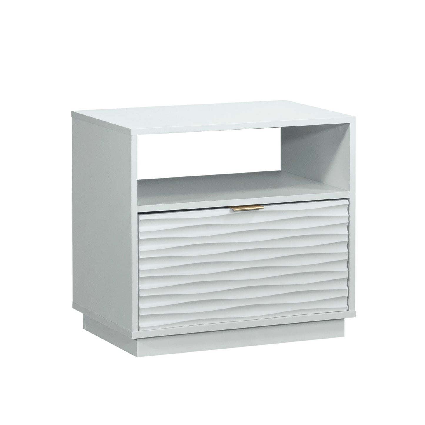 Coastal Night Stand Spacious Drawer and Open Shelf , White finish