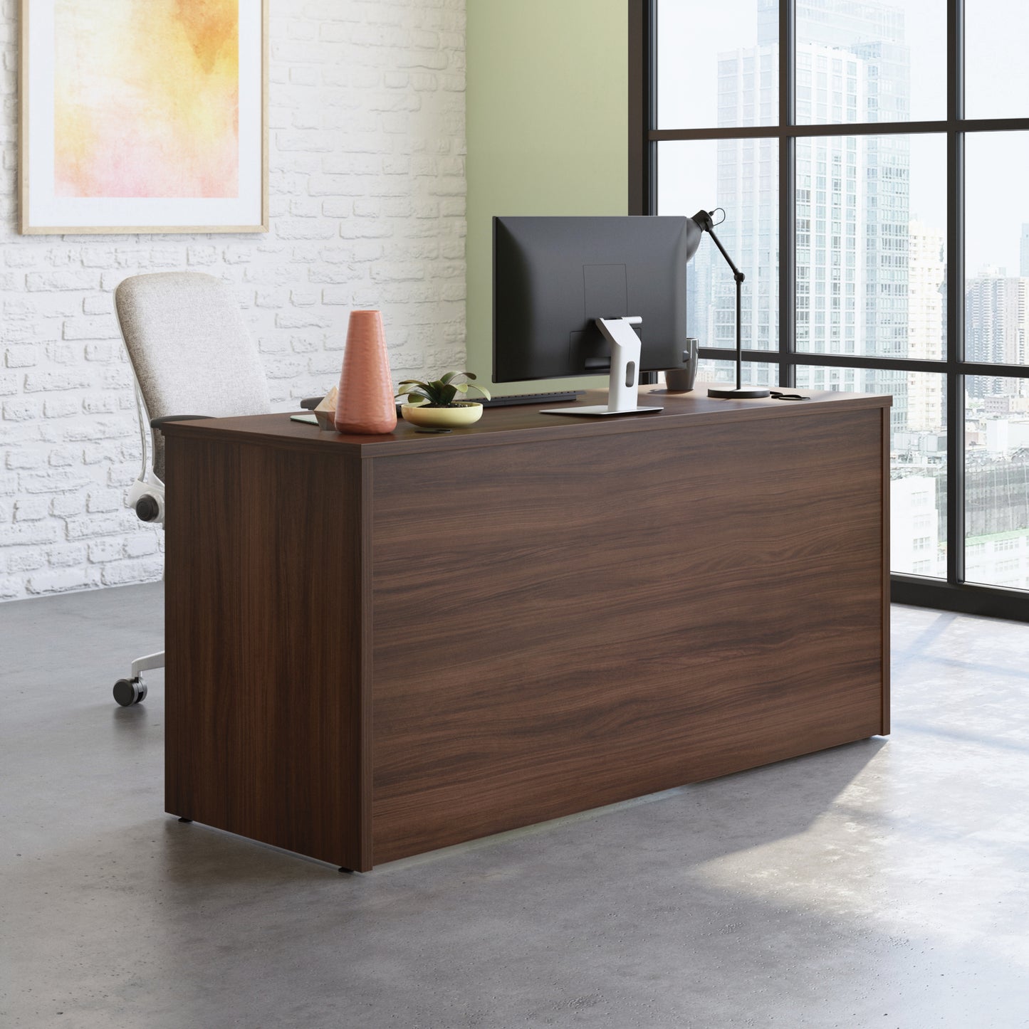 60" Rectangular Brown Desk - Office Workstation for Home Office