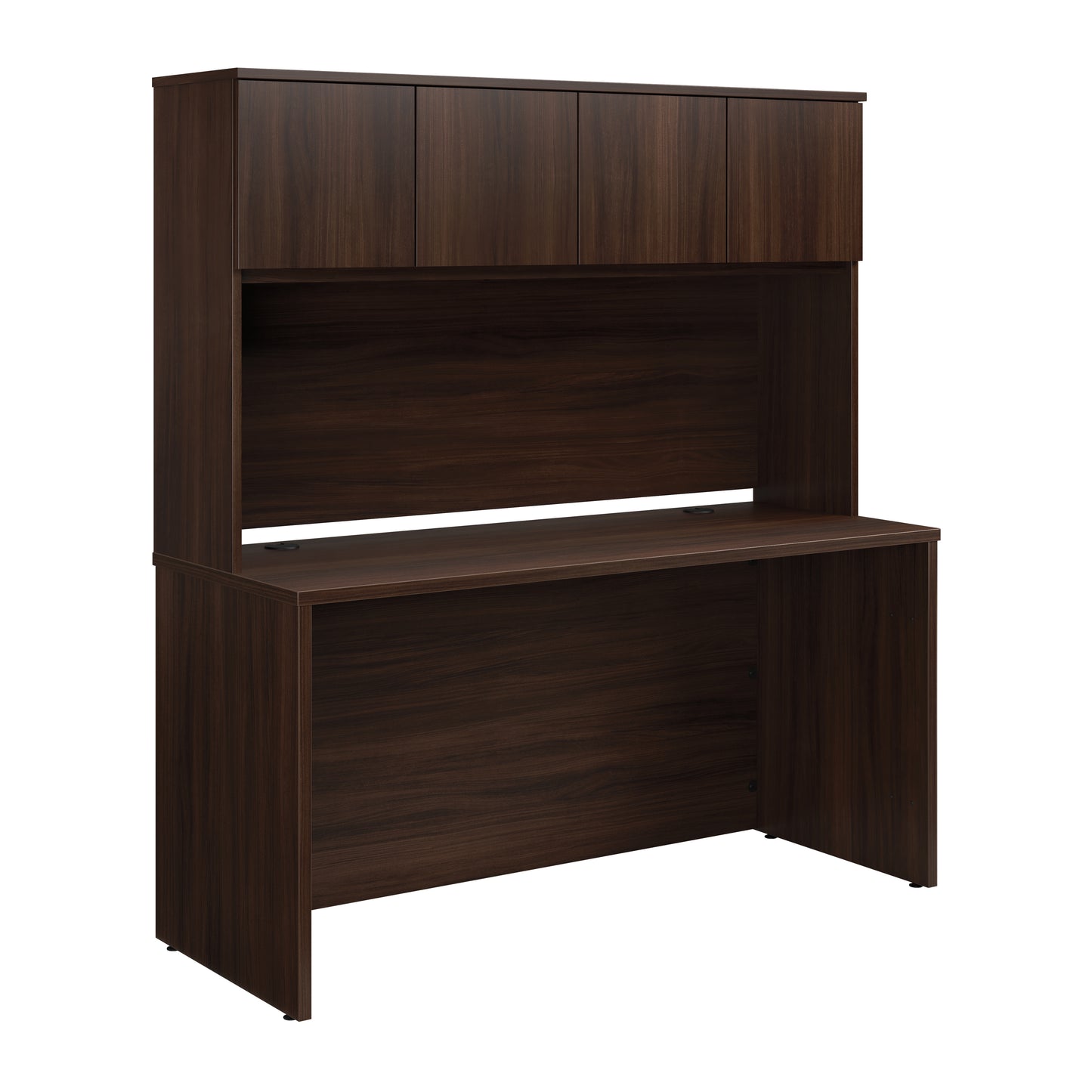 60" x 24" Desk With Hutch, Brown finish