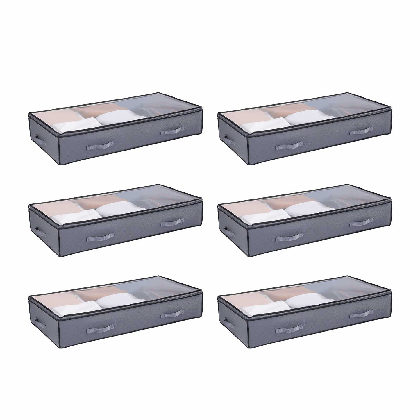Under Bed Storage 90L Stackable Shoes Organization Box with Clear Lid 6 Pack