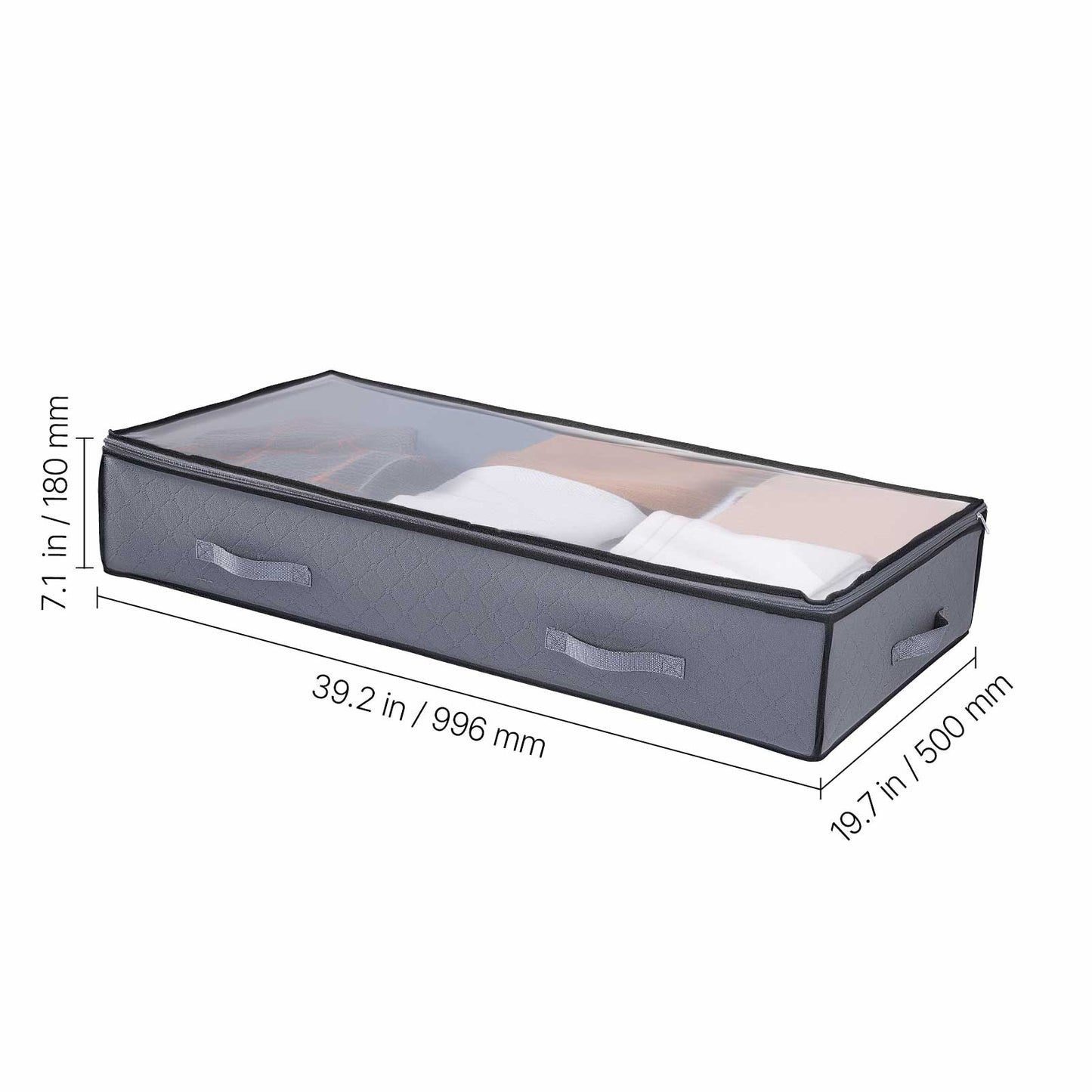 Dark Gray Under Bed Storage Box - Shoe Organizer 2 Pack for Bedroom
