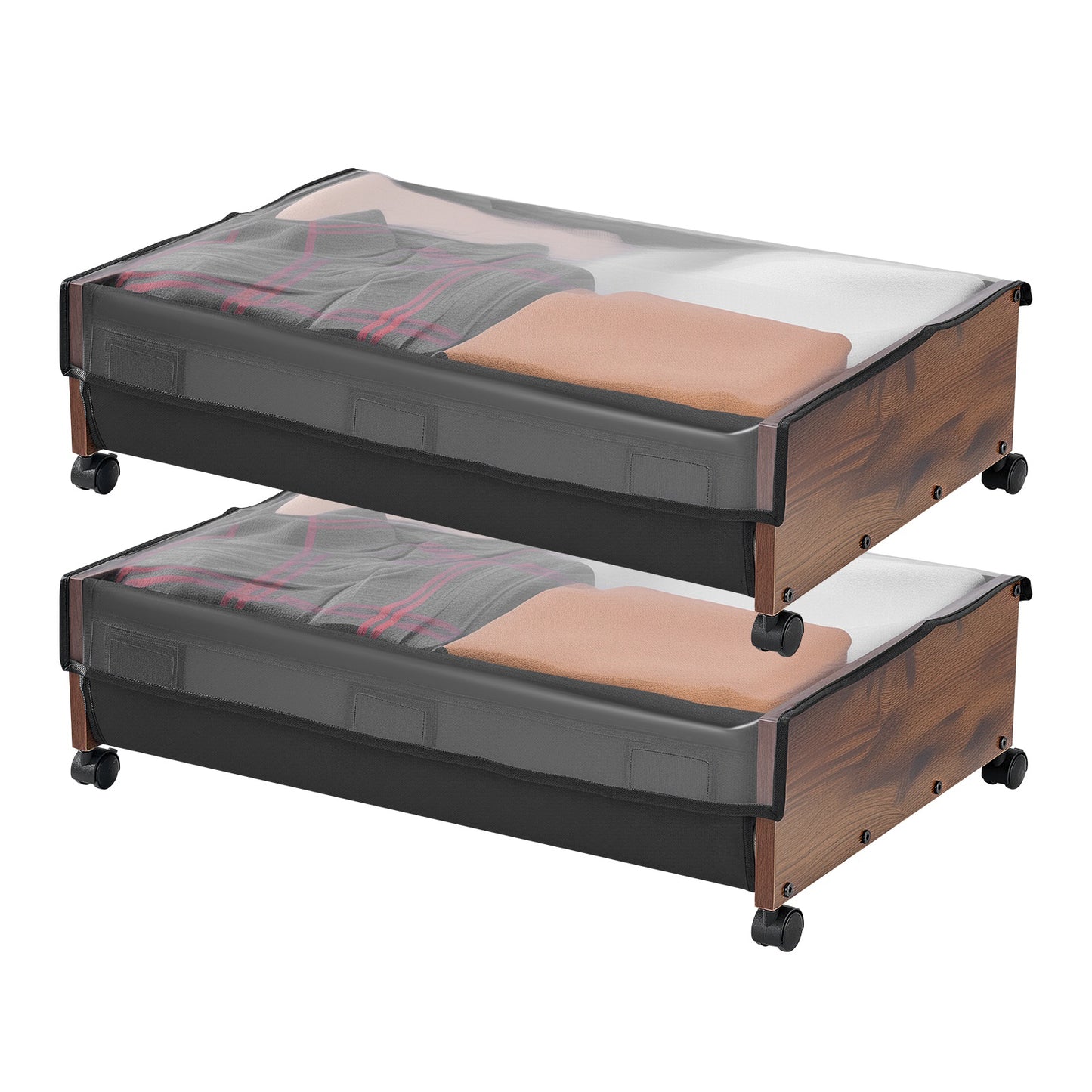 Under Bed Storage with Wheels 25.6x18.1x7.1 Inch Rolling Storage Bags 2 Pack