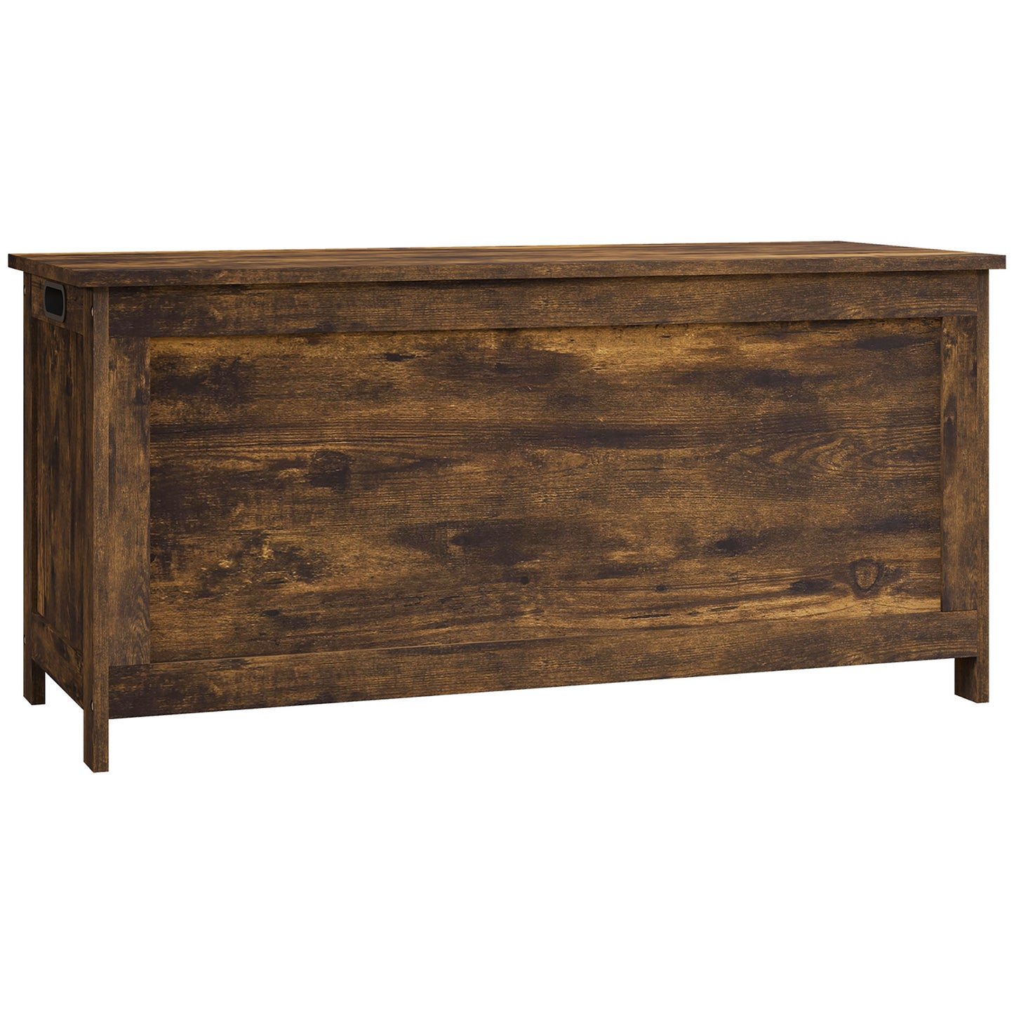 HOMCOM 39.4" Storage Chest w/ 2 Safety Hinges, Wooden Box, Rustic Brown