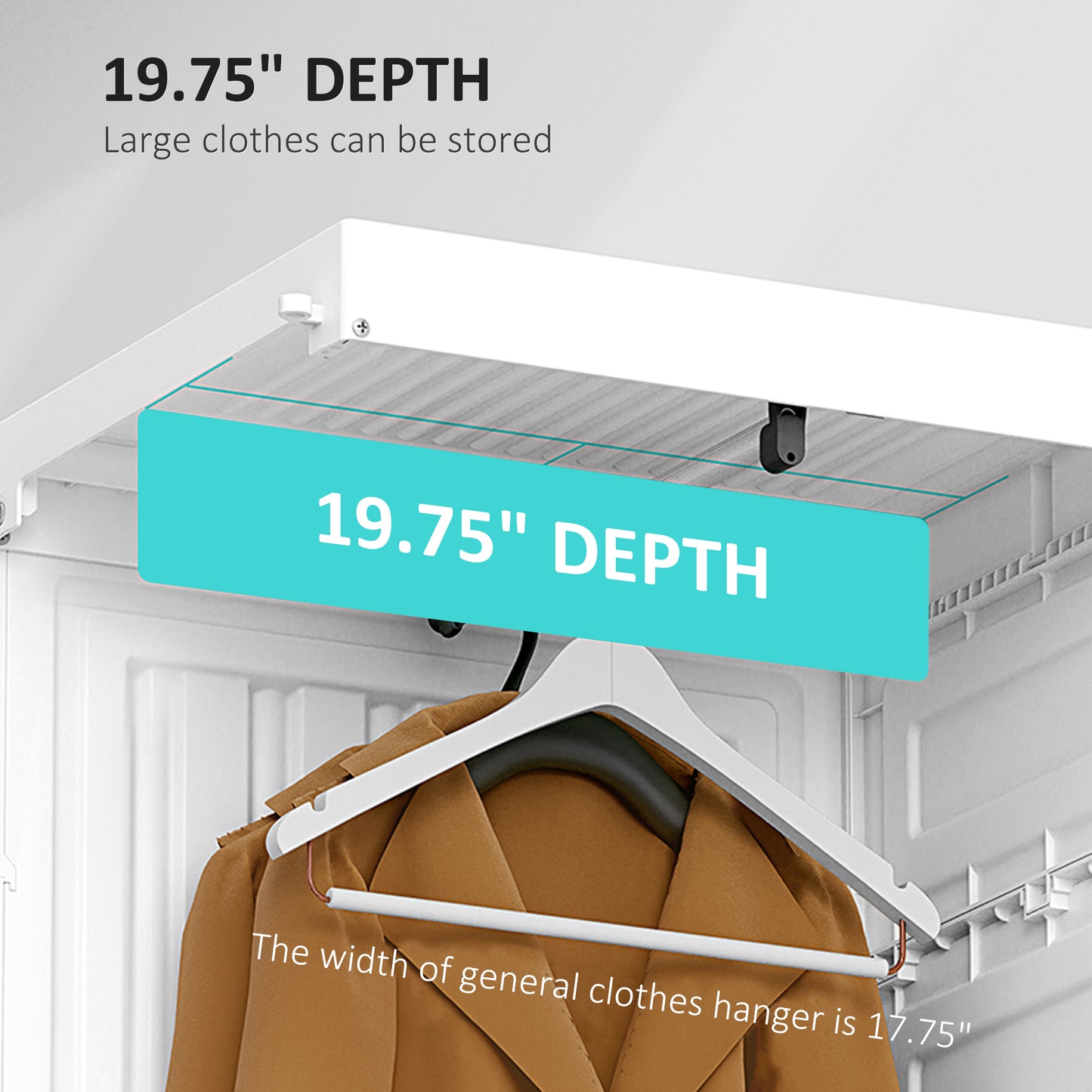 White Folding Wardrobe Closet - 67" Bedroom Armoire with Storage