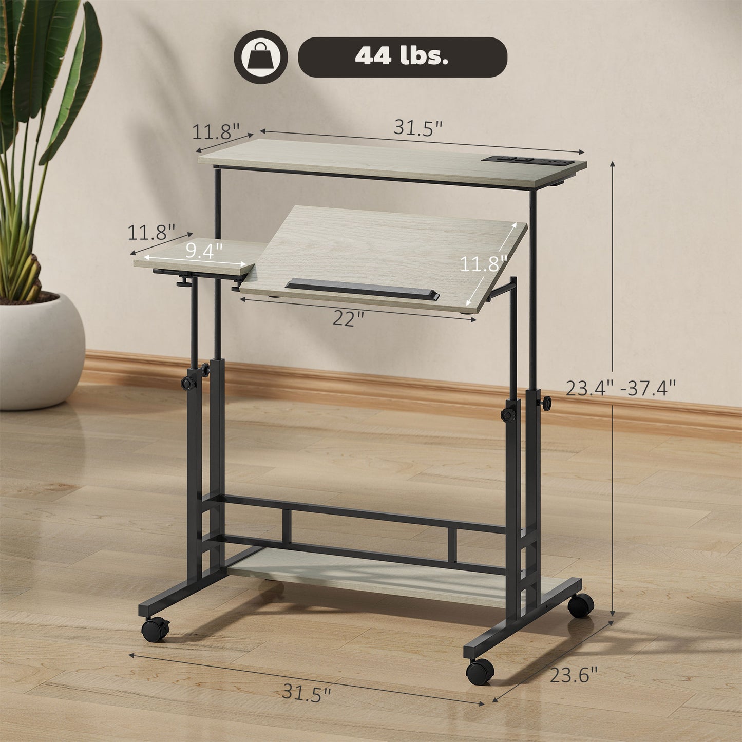 Adjustable Height Standing Desk - Wood Finish for Home Office
