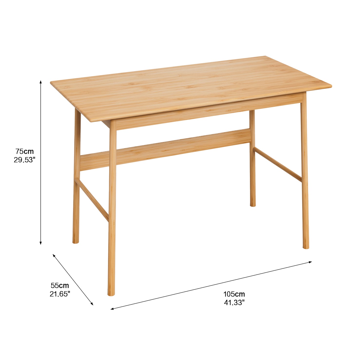 41 Inch Bamboo Computer Desk - Z-Shape Desk for Bedroom Office