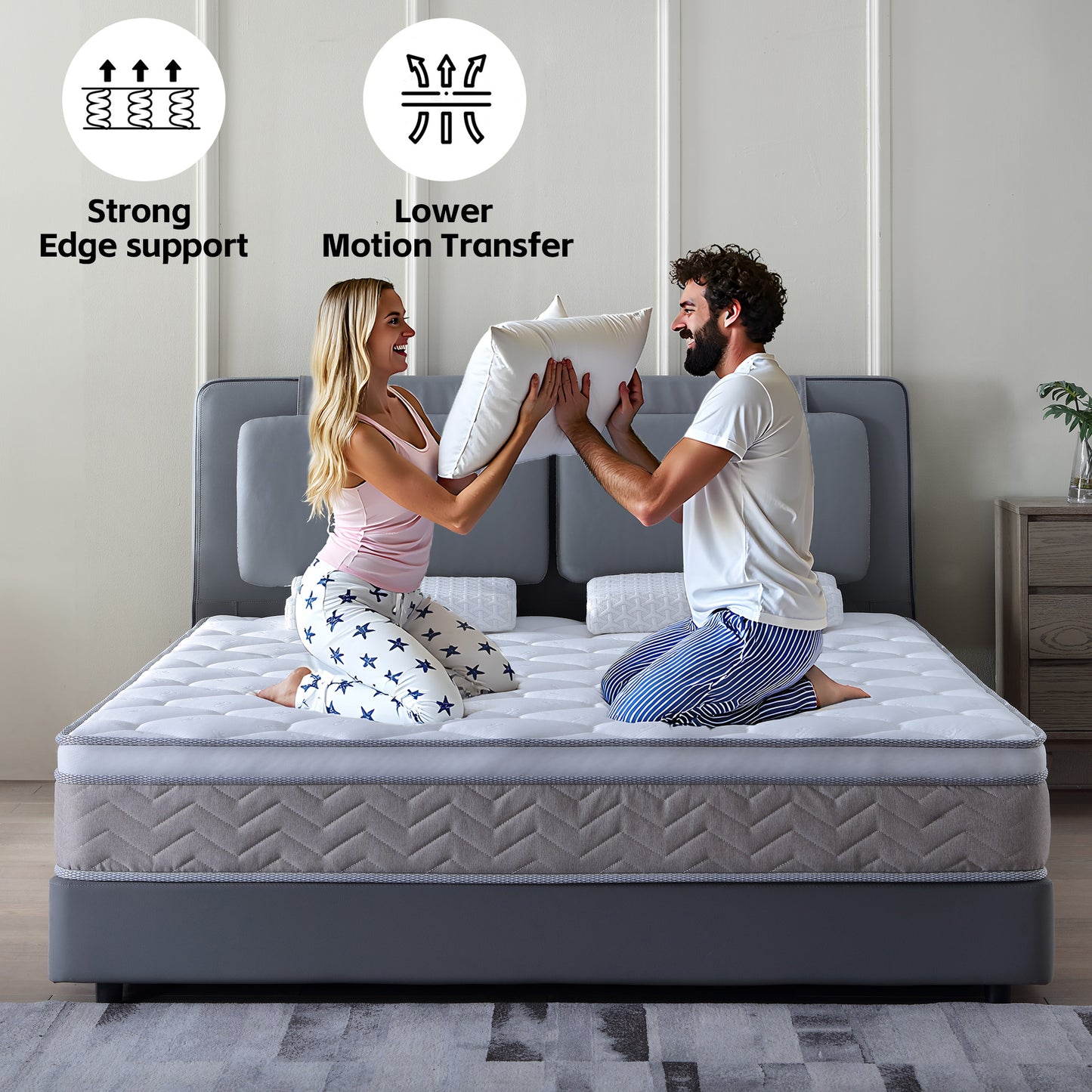 Queen Size Memory Foam Mattress - Antique Brown+White