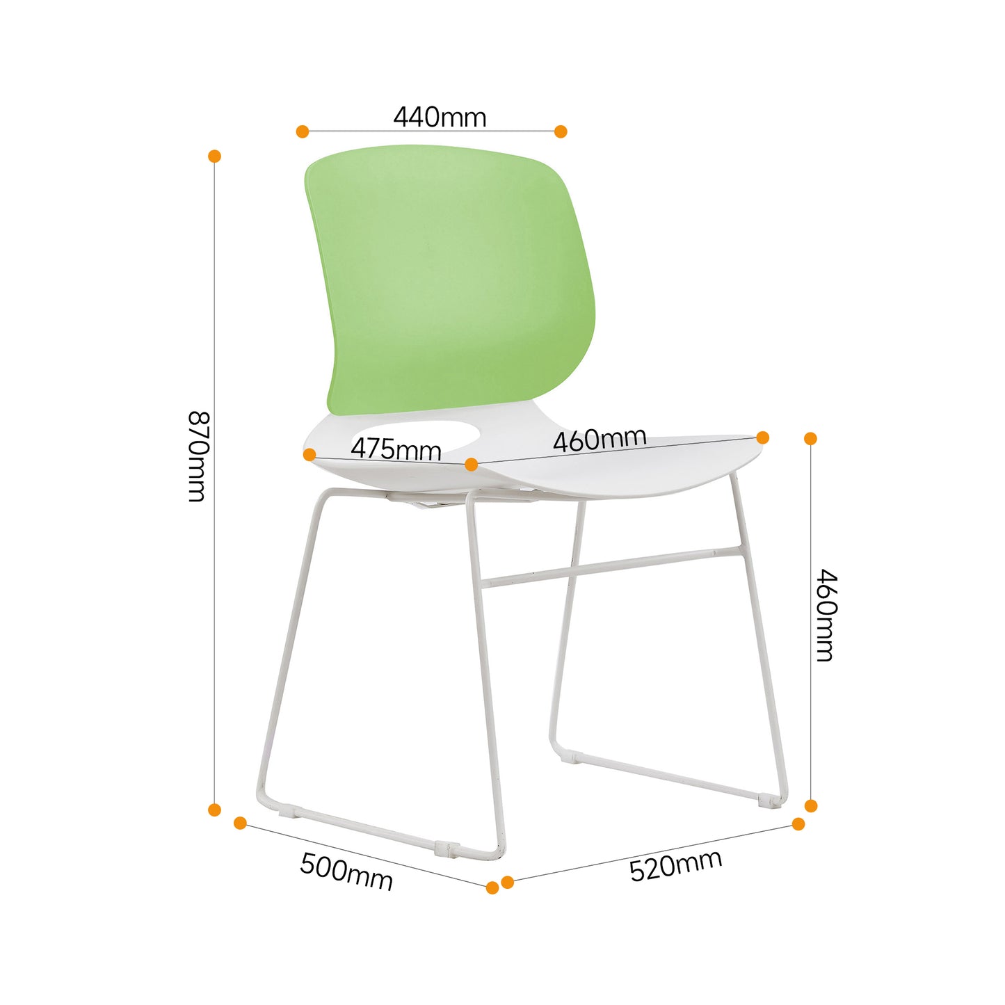 White & Blue Polypropylene Office Chair - 18.9" Seat for Home Office
