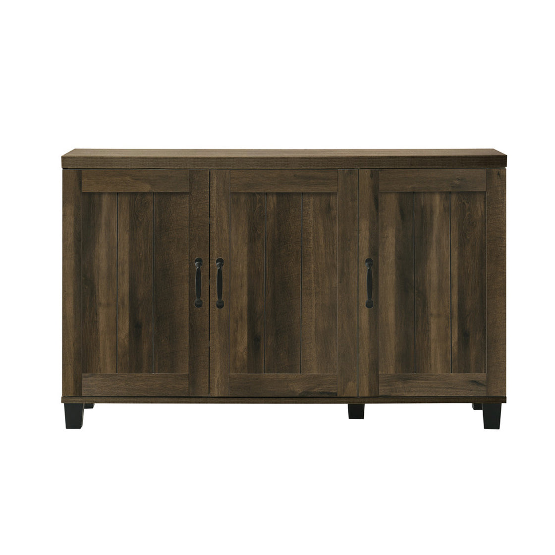 45"W Dark Dusty Oak Finish 3-Door Shoe Cabinet