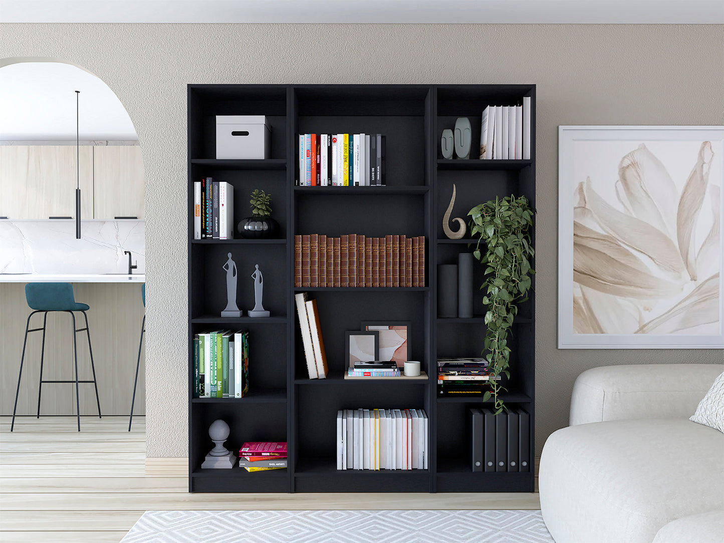 Wenge 3 Piece Living Room Set with 3 Bookcases