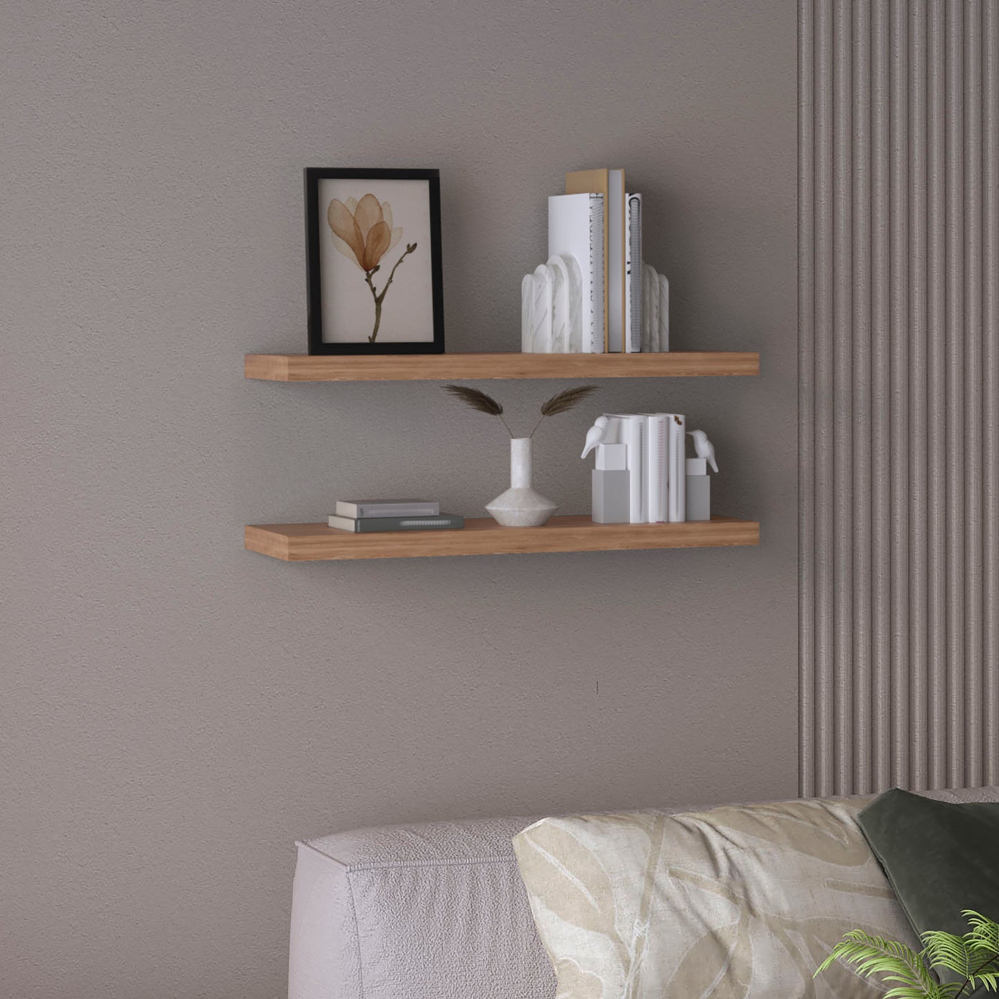 Ecco 31.5" Wide Floating Shelves Set of 2, Shelves for Wall Decor for Bedroom, Bathroom Storage Shelves, Book Shelves for Living Room