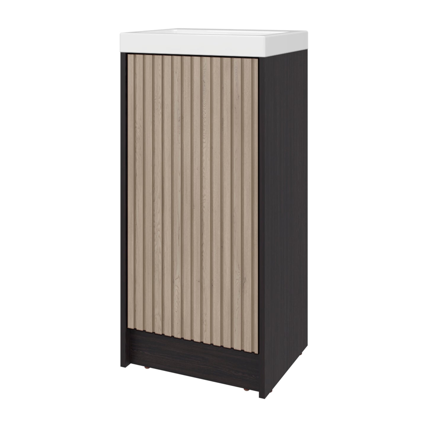 Syracuce Floorstanding Bathroom Vanity and Cabinet with Resin Sink, Compact Bathroom Storage with One Door and 2 Interior Shelves