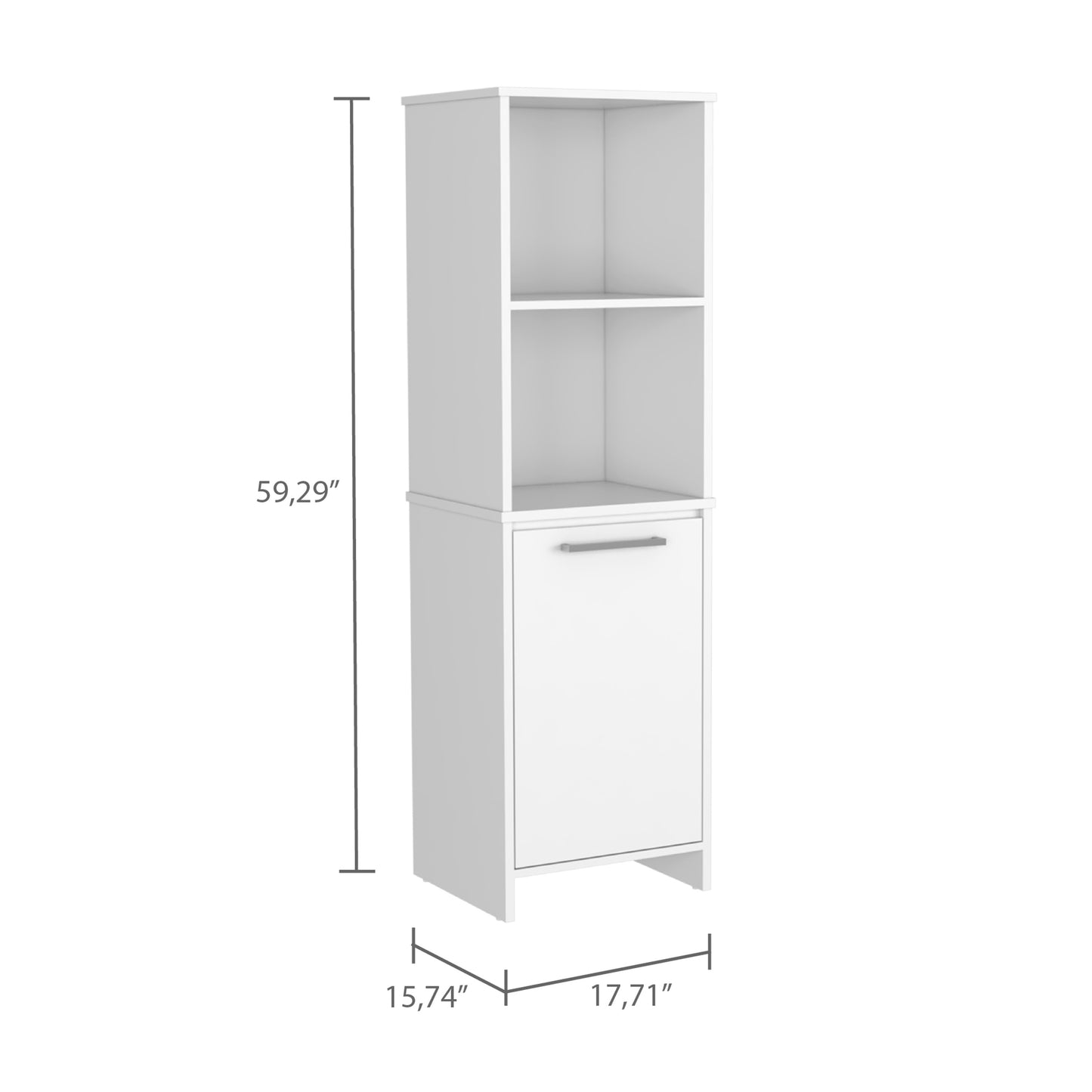 White Particle Board Bedroom Cabinet - 2 Shelves for Living Room