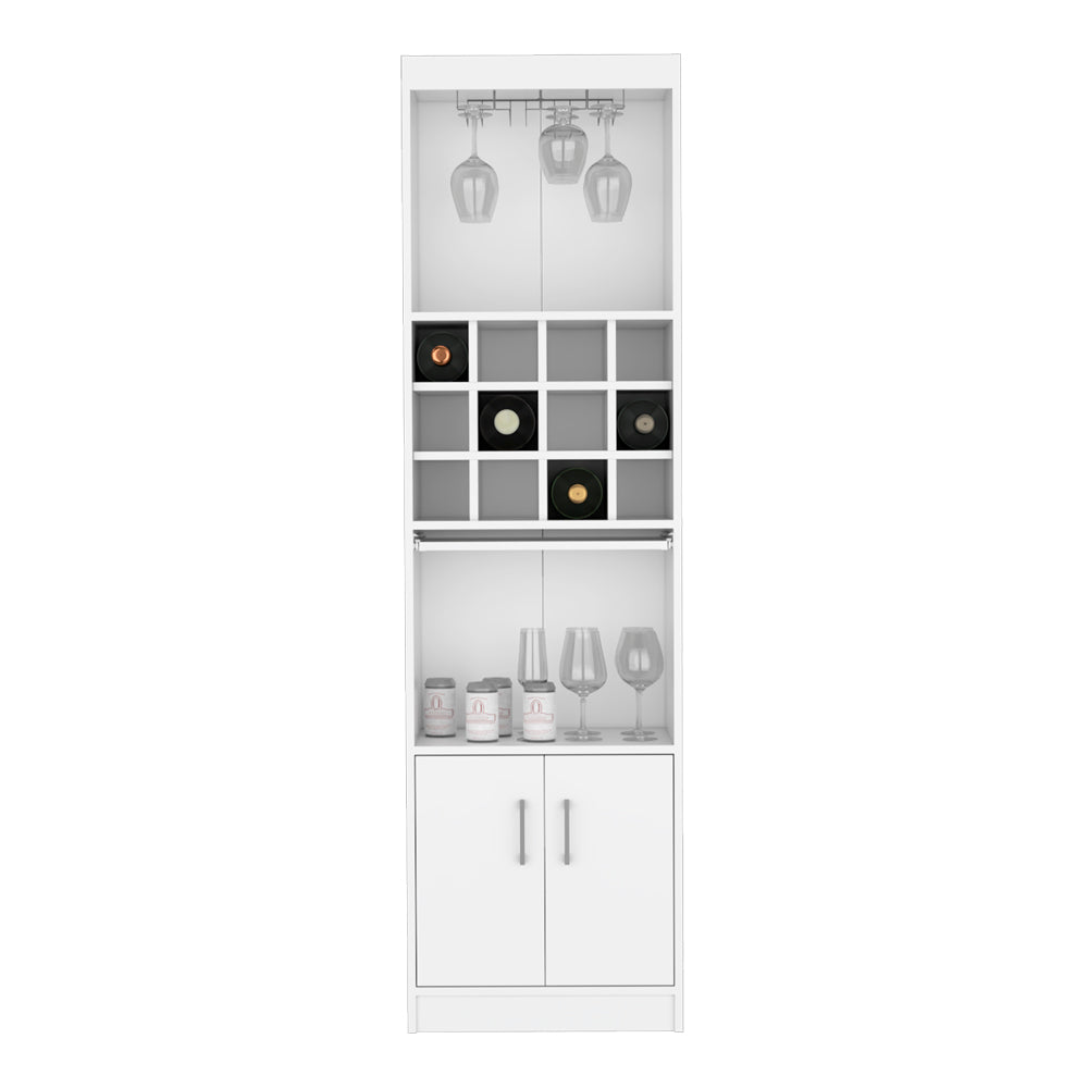 White Bar Cabinet with Storage - 18.5"D, Perfect for Living Rooms
