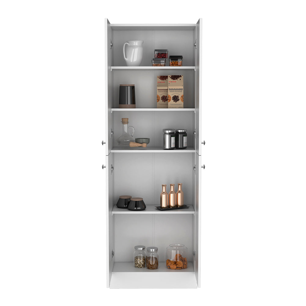 White Engineered Wood Cabinet - 11.8 x 23.6 x 71.1", 4 Doors for Living Room