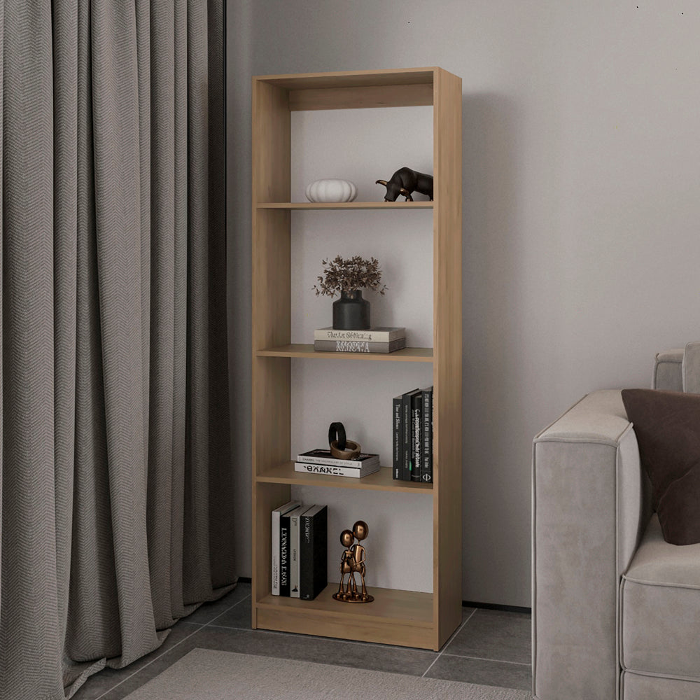 Verdi Bookcase, 5 Shelves, Macadamia/White Manufactured Wood