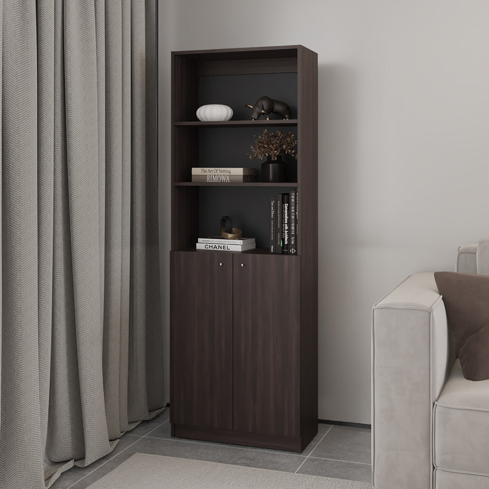 Bookcase Dual-Door Benzoni, Office, Stained Walnut