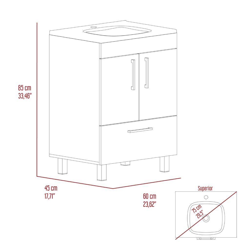 White Bathroom Vanity with Storage Cabinet