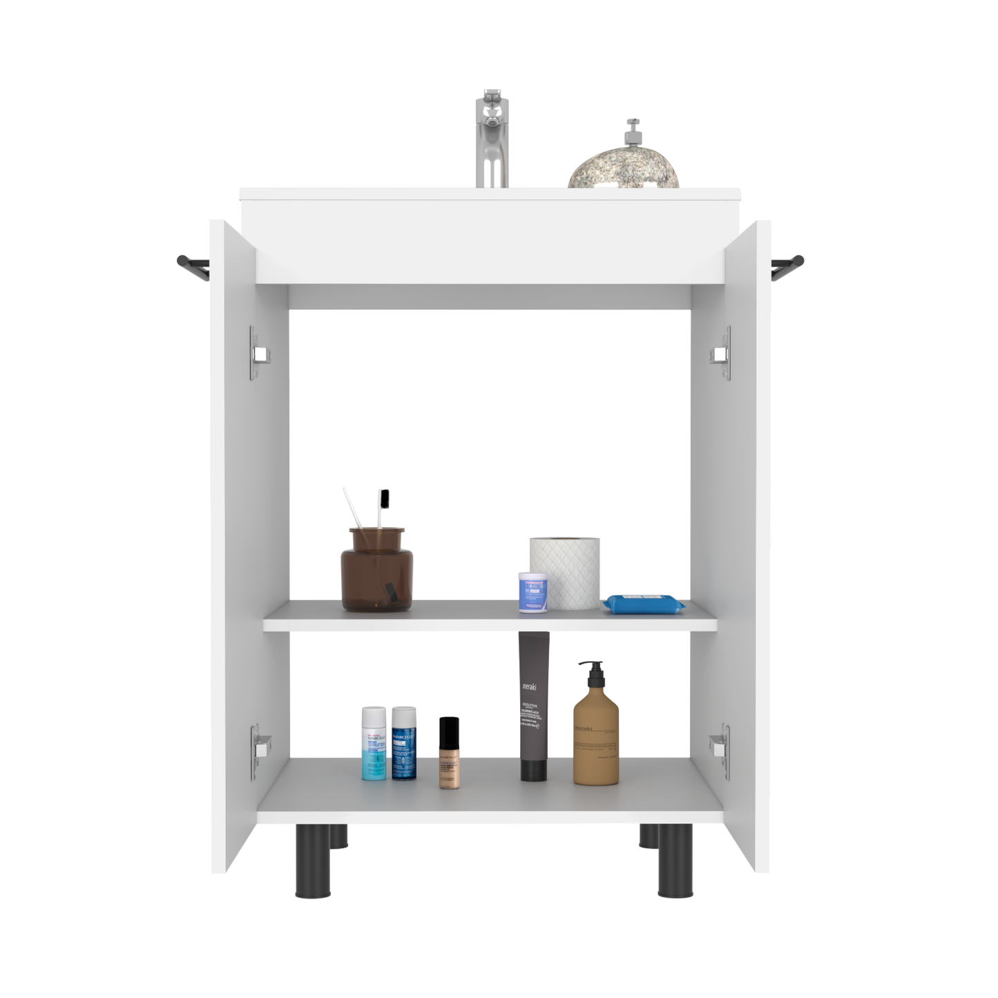 White Bathroom Vanity with Sink - 23.8" Wide