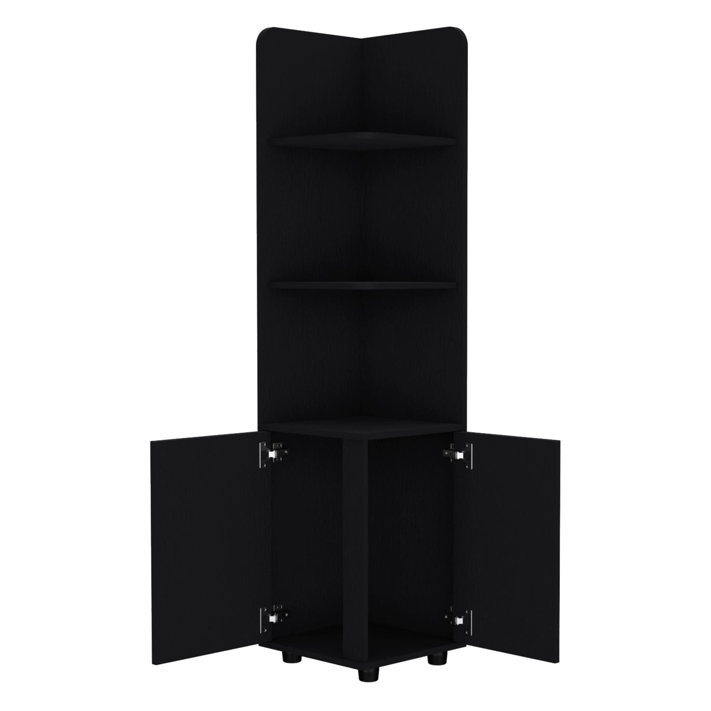 Corner Cabinet 62H" Tall - Black Storage Shelf