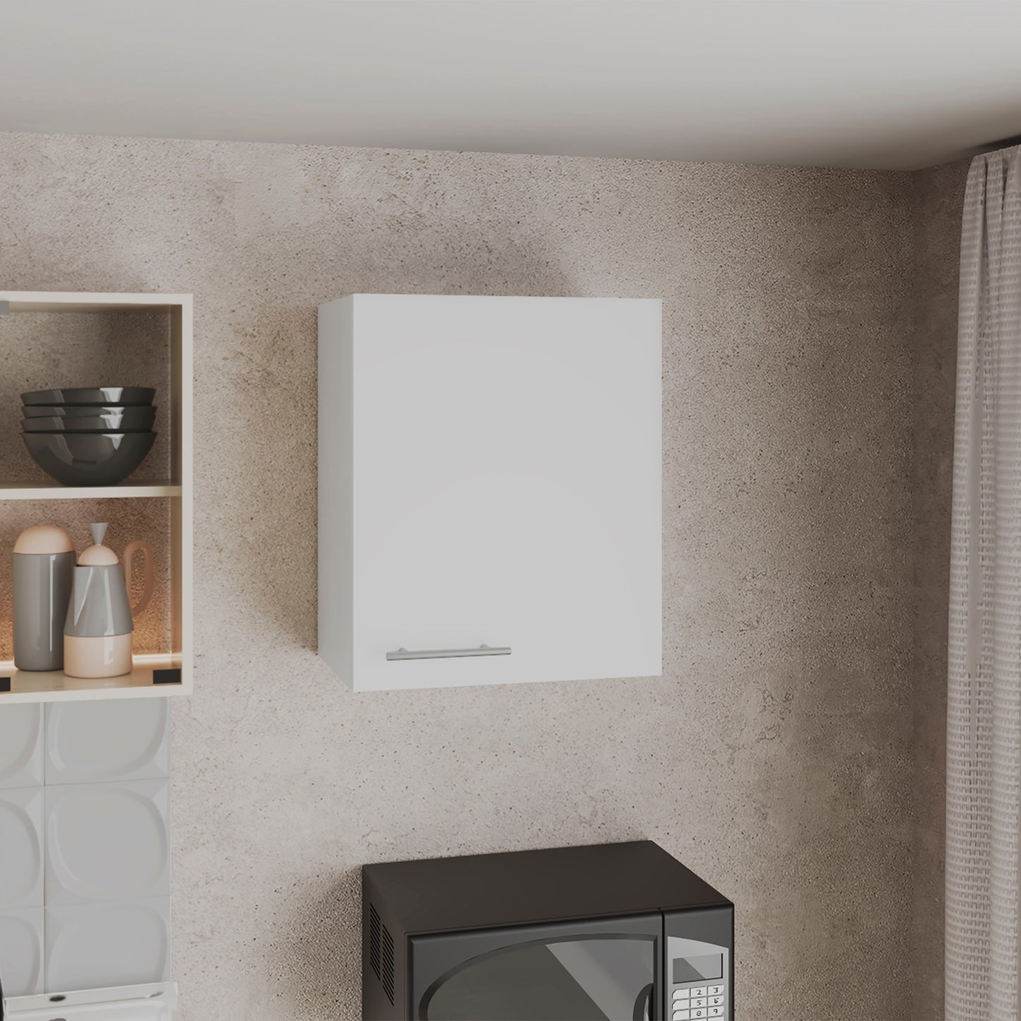 Wall Cabinet 23.6" H, with 1 Door and 2 Shelves, White