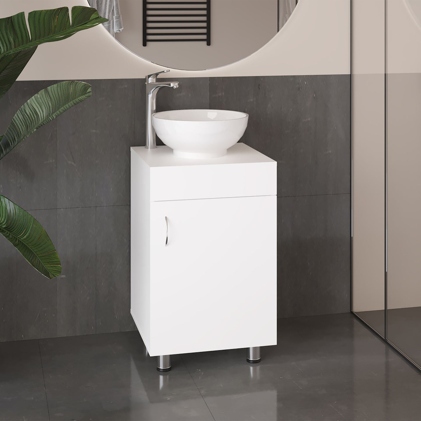 Bathroom Vanity with Sink, 1 Door, 4 Legs