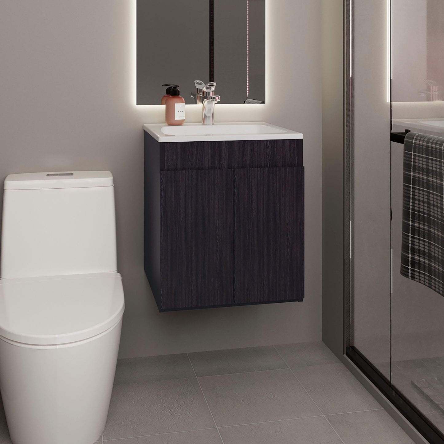 Bathroom Vanity 20.8" H, 2 Doors, Black Wengue - Bathroom