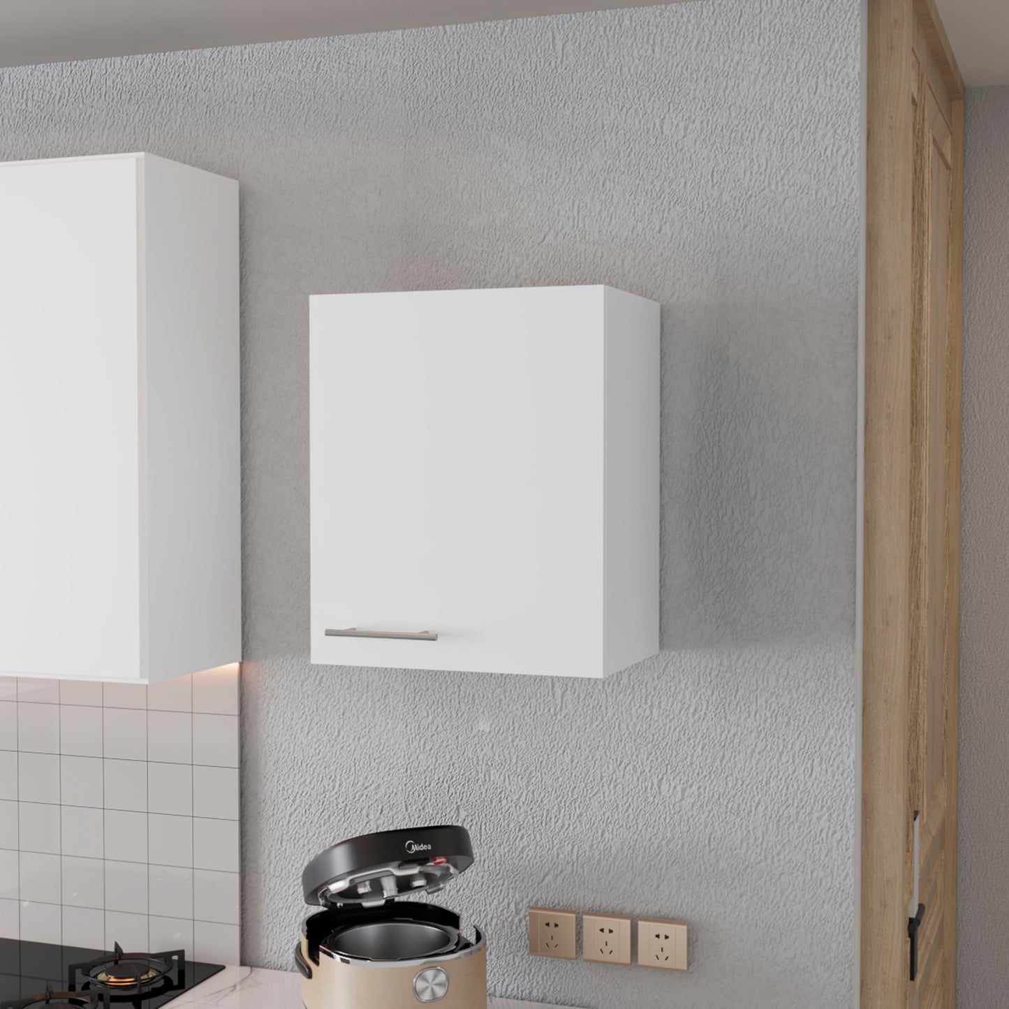 So- Hi Wall Cabinet in Melamine with One Door, White