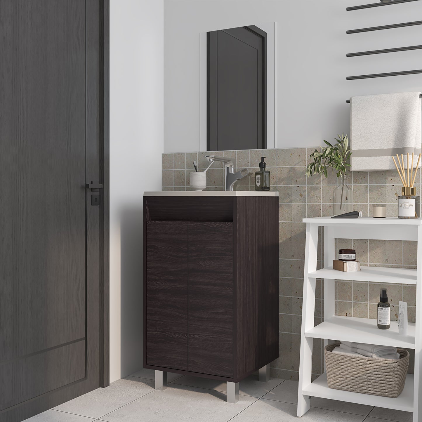 Saratoga Bathroom Cabinet with 2 Doors, White