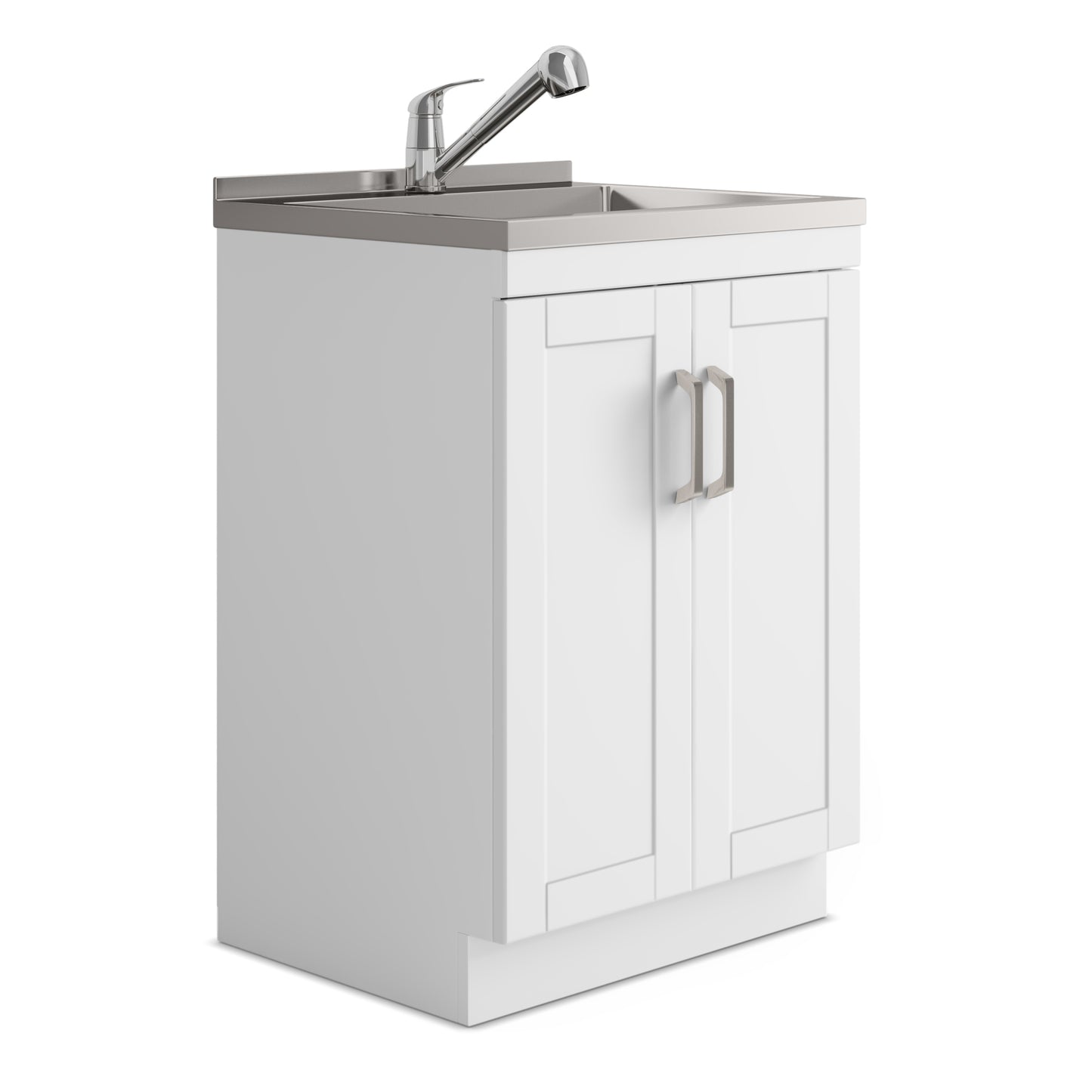 Kyle - 24" Laundry Cabinet with Faucet and Stainless Steel Sink - White