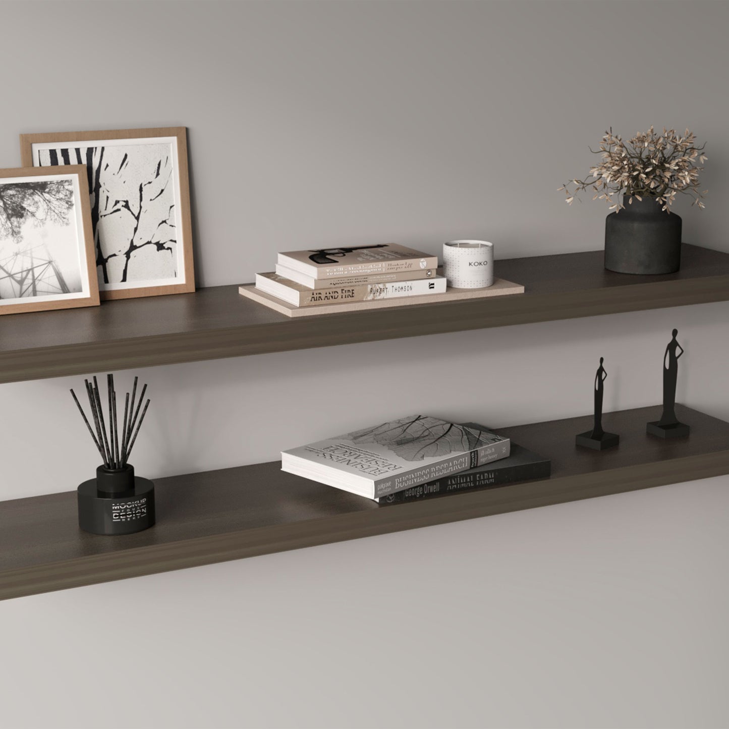 Ecco 47" Wide Floating Shelves Set Of 2, Shelves For Wall Decor For Bedroom, Bathroom Storage Shelves, Book Shelves For Living Room, Olive