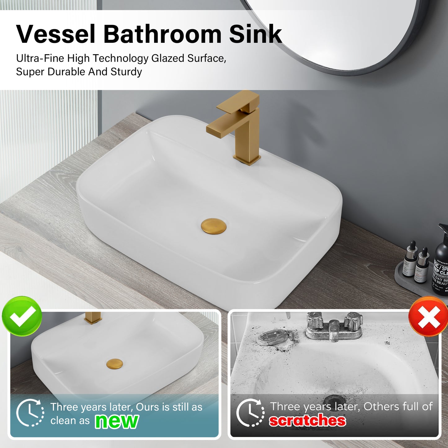 White Ceramic Bathroom Vanity Sink - Modern Design