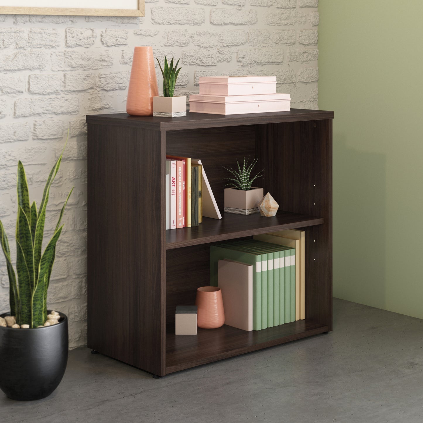 2-Shelf Bookcase, Brown finish